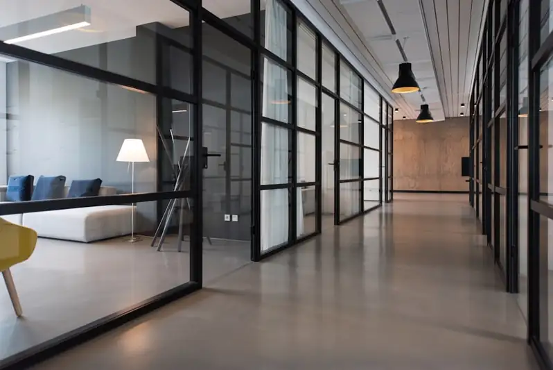 Modern office building hallway